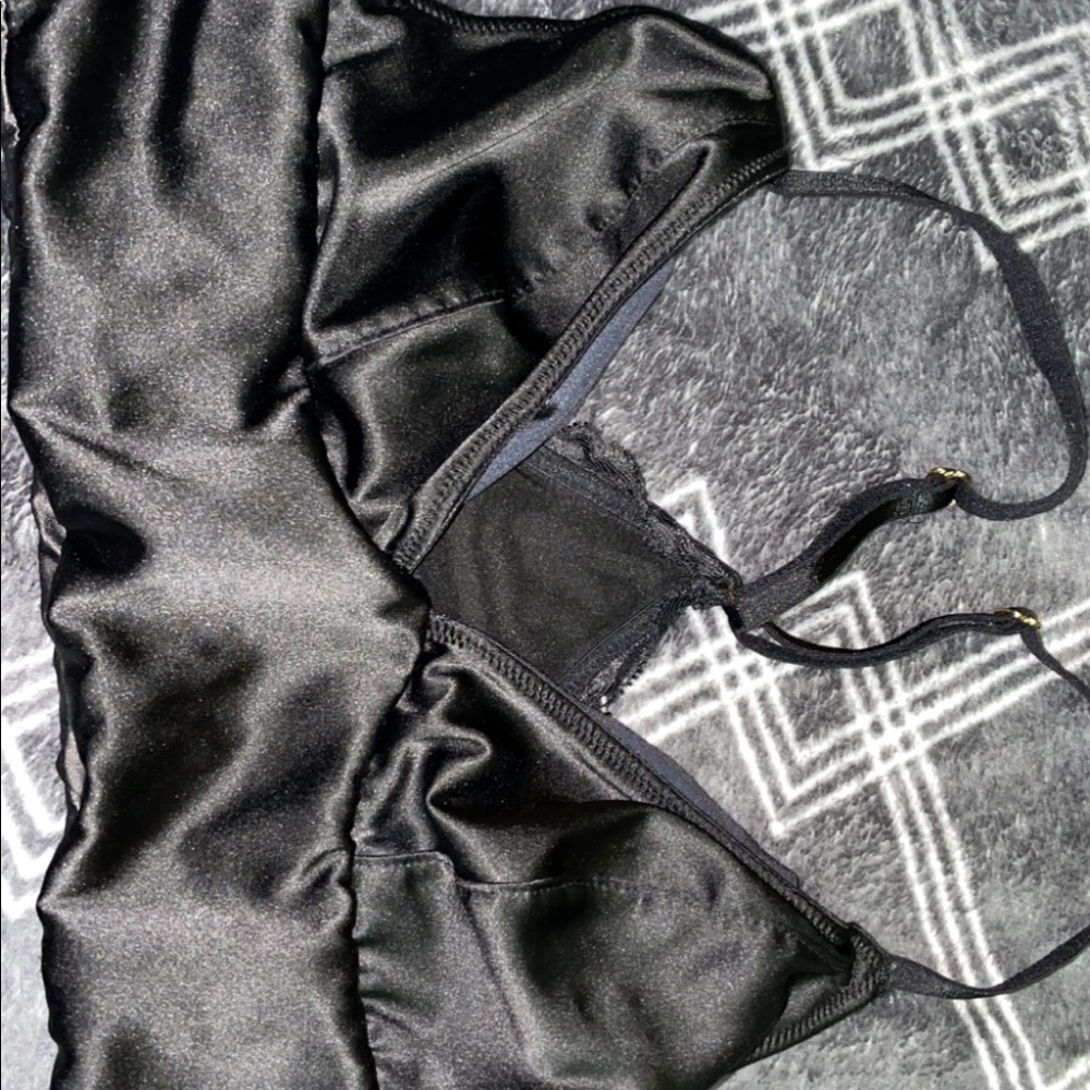 Silk black bandeau style bra